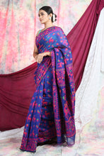 Load image into Gallery viewer, Berry Blue Allover Weaving Jamdani Saree
