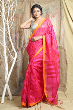 Load image into Gallery viewer, Red Matka Handwoven Soft Saree With Allover Weaving
