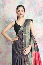 Load image into Gallery viewer, Indigo Blue Tissue Saree With Allover Zari Weaving
