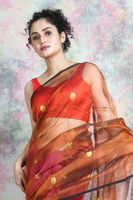 Load image into Gallery viewer, Orange &amp; Pink Matka Muslin Saree
