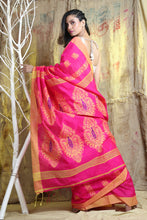 Load image into Gallery viewer, Magenta Blended Cotton Handwoven Soft Saree With Allover Woven Design
