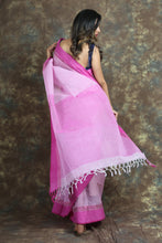 Load image into Gallery viewer, Lavender Handwoven Cotton Tant Saree With Strip Design
