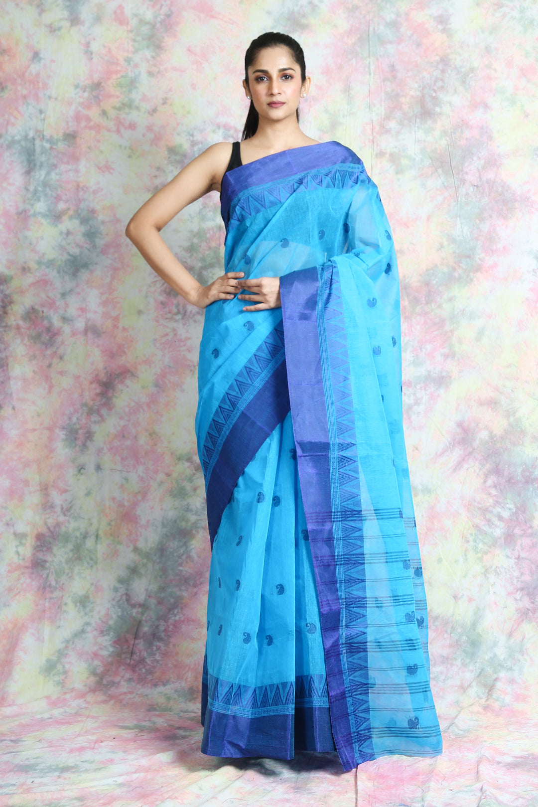 Blue Handwoven Cotton Tant Saree