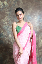 Load image into Gallery viewer, White Cotton Handwoven Soft Saree With Stripes Pallu
