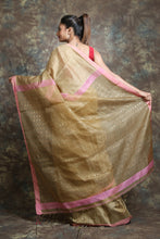 Load image into Gallery viewer, Beige Matka Handwoven Soft Saree With Sequen Pallu
