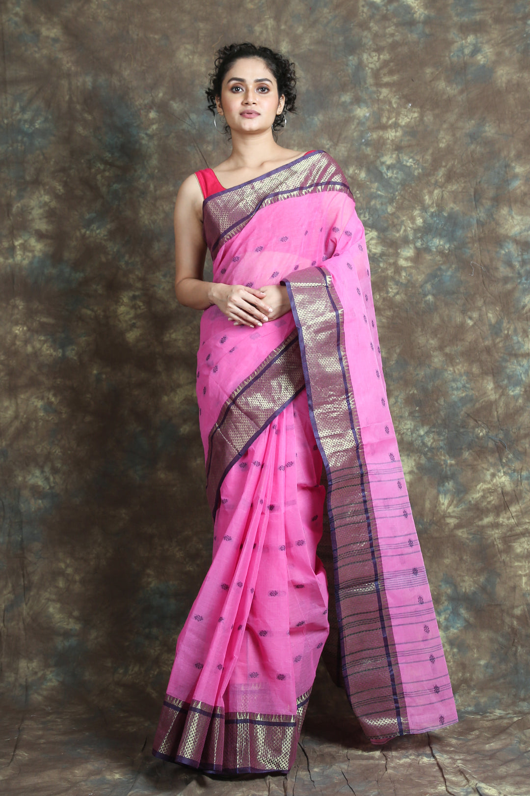 Pink Handwoven Cotton Tant Saree