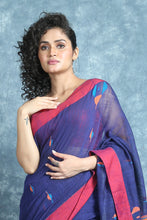 Load image into Gallery viewer, Navy Blue Cotton Saree
