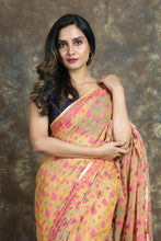 Load image into Gallery viewer, Light Yellow Jamdani With Allover Floral Weaving
