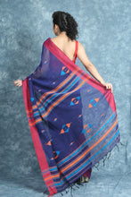 Load image into Gallery viewer, Navy Blue Cotton Saree

